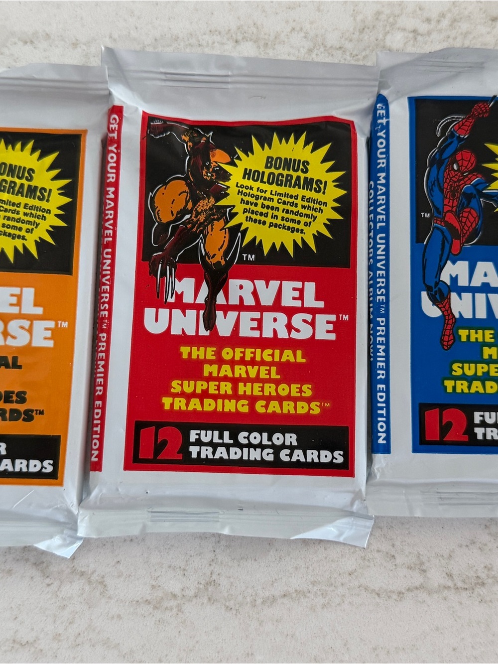 3 Pack 1990 Red Marvel Universe Series 1 Trading Card Pack